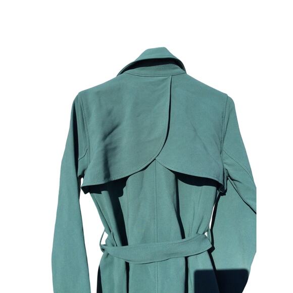 Abercrombie & Fitch Womens Trench Coat Size Medium M Green Jacket Belted Preppy - Picture 10 of 11